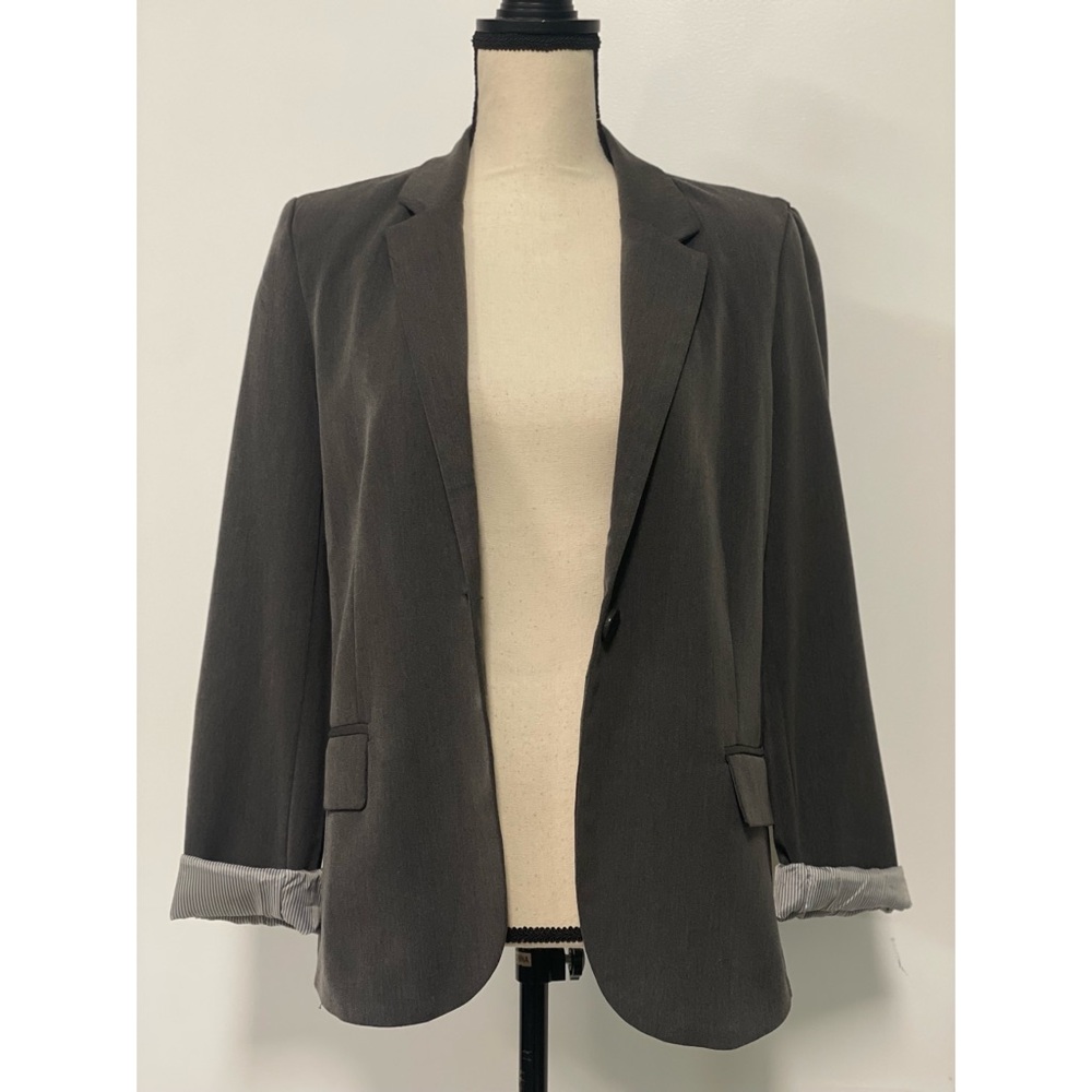 Ambiance Rolled Cuff Blazer Gray Size M - Picture 10 of 12